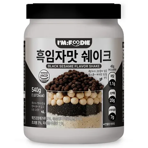 아임푸디 맛있는 흑임자맛 단백질 쉐이크 고단백 저당 프로틴 단백질보충제, 1개, 540g