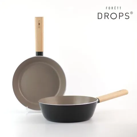드롭스(포레) 인덕션 IH 그린 프라이팬 2종 세트 (22cm 프라이팬 + 22cm 멀티팬, 1개, 28cm