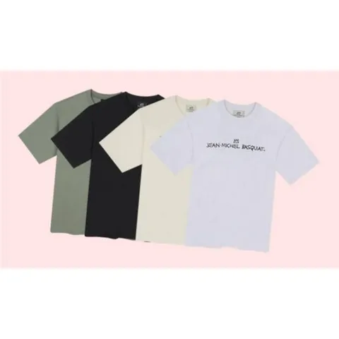 클라이드앤 남녀공용 유니섹스 4컬러 바스키아 레터링 반팔티 반팔 티셔츠 상의 FOBTS281U 3730293, [정품보장] 블랙 3730293, 85