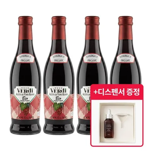 카사베르디 유기농 레드와인 비니거 발효식초 500mlX4병+디스펜서X2개, 4개, 500ml