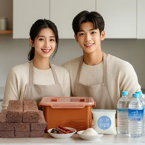 [지평선전통메주] 장담그기 올인원 세트 / 전통 메주/천일염/생수/누름통/건고추 대추/설명서포함, 1개, 5.3kg