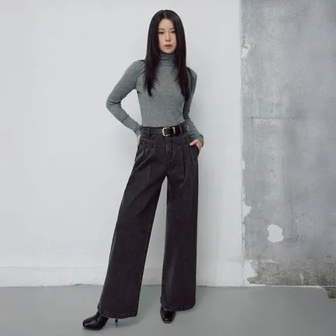 더엣지 25FW 투턱 기모 와이드 데님