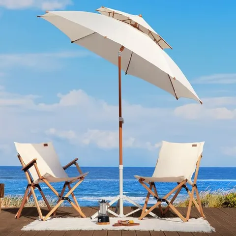 로티캠프 2층 꺾임 파라솔 220, 아이보리