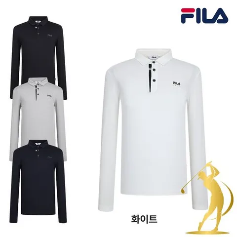 (신상) FILA 휠라 골프 남성 카라 긴팔티 크레오라 원단 폴로 부드럽고 신축성 좋은 필드 의류