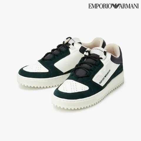 매장정품 EMPORIO ARMANI 엠포리르마니 남성 엠브로이더리 이글 레더 스니커즈 신발(A514331013) 1087108