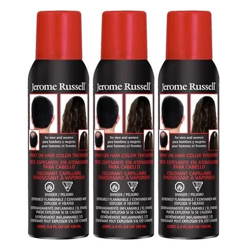제롬러셀 스프레이 온 헤어 컬러 씨크너 100g 자연스러운 컬러 빈모커버 탈모커버 헤어컬러스프레이 흑채 스프레이 앞머리커버 정수리커버 새치커버 스타일링, 3개, JRTH_다크브라운