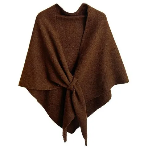 LE MERDI 감각적인 Pashmina 숄 랩 여성용 니트 및 가디건 케이프 울 캐시미어 숄더 탑 스웨터 스카프 2025 브라운. 단일 사이즈 [북유럽 스타일 명품 직구