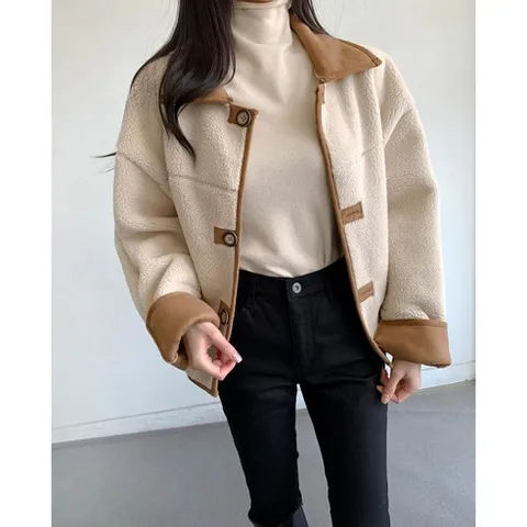 [마켓제이MARKETJ] 양면 카라 양털 무스탕자켓