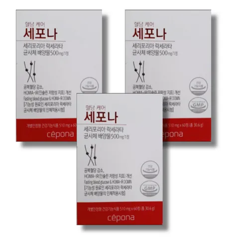 세포나 180정 (30일분) [세리포리아 락세라타 공복 혈당케어 인슐린저항성 지표개선 동시 감소 당수치], 1개