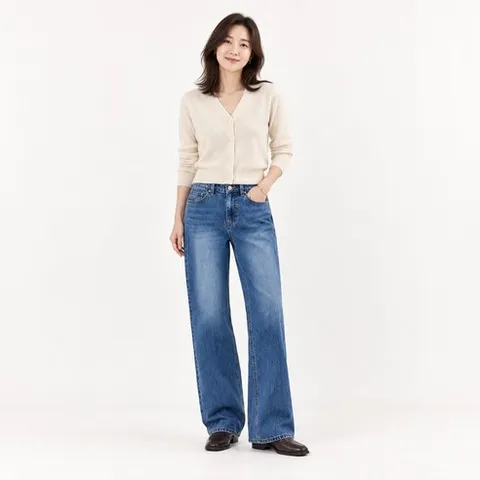 [백화점 정품] Guess 게스 여성 와이드 청바지 데님 팬츠