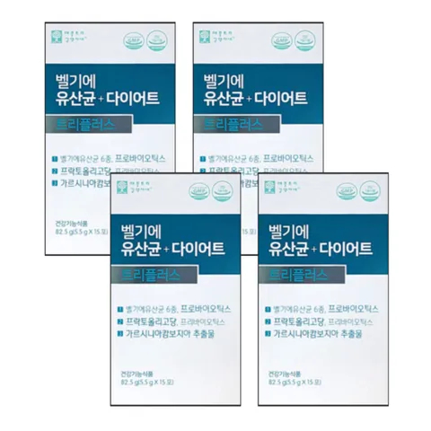 bnr17 비에날17 비에날씬 벨기에 유산균 다이어트 식약청인증제품 트리플러스, 15회분, 4박스