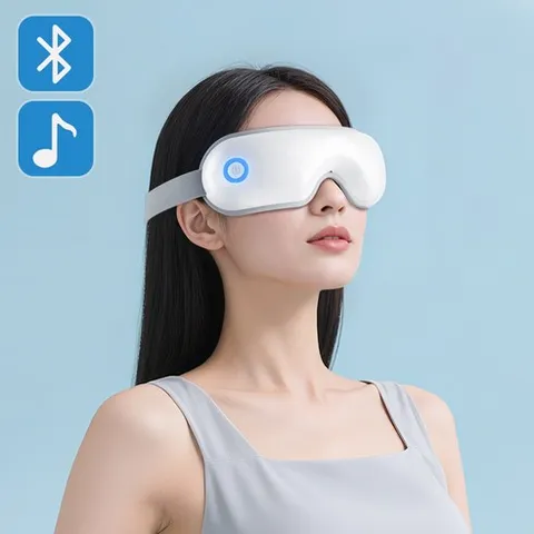 크린조 무선 온열 눈마사지기 에어 쿠션 3D 마사지기 블루투스 뮤지 지원 EM01, 하얀색