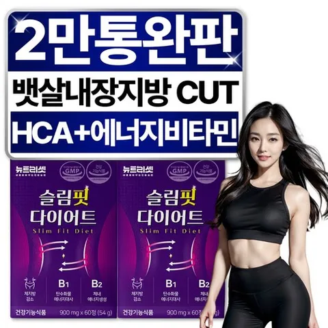 과체중 다이어트 보조제 체지방 내장지방 살빼는 HCA 뉴트리셋 약 한달분, 2개, 60정
