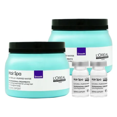 로레알프로페셔널 헤어스파 스무딩 크림바스 490g+(헤어스파 앰플 8ml 2개 랜덤증정), 490g
