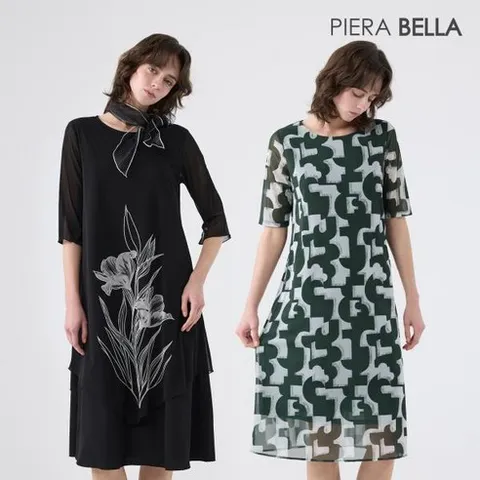 피에라벨라메쉬원피스 [피에라벨라] 메쉬 프린트원피스2종