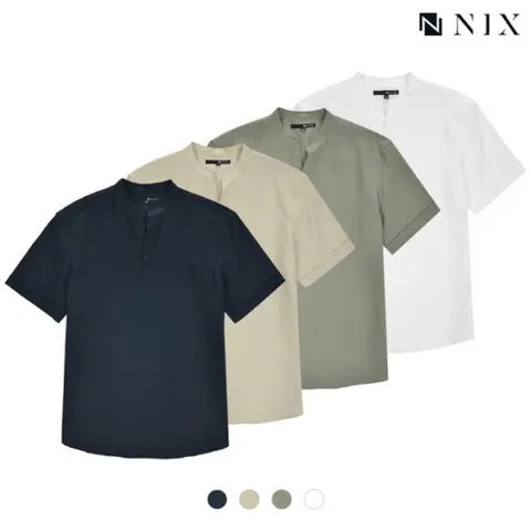 [닉스] [NIX]남)린넨 오픈헨리넥 반팔 셔츠(FNPMCSH103P)
