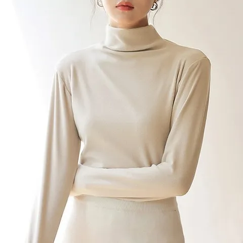 바바 여성 피치기모 반목티 긴팔 티셔츠