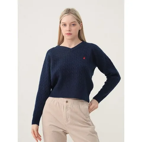비버리힐스폴로클럽 여성 브이넥 케이블 나그랑 니트 TK382