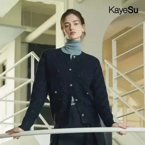 [케이수] 25FW 울 블렌디드 시퀸 니트 가디건 2종