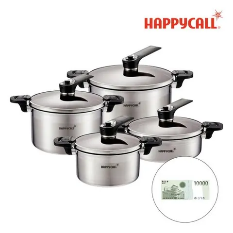 [해피콜] HC 진공 UP 통3중 IH 스테인리스 냄비 4종 세트