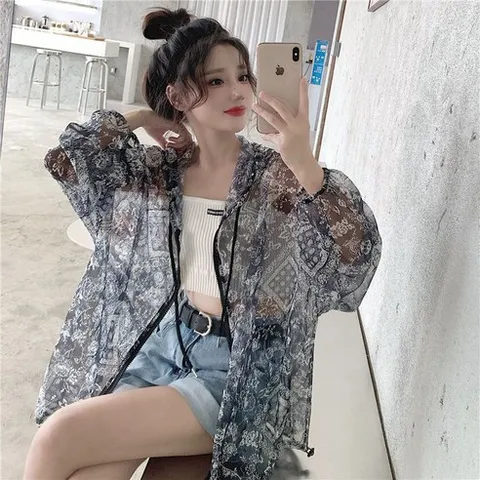 여성 여름점퍼 후드 바람막이 자외선차단 집업 오버핏초경량 점퍼 빅사이즈