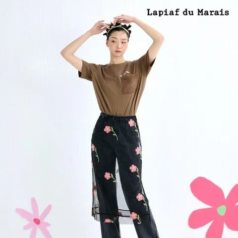 라삐아프 샬롯에디션 25FW 아플리케 시스루 튤 스커트 1종[런칭 가격 109 000원]