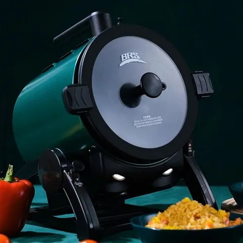 자동회전롤팬 통돌이 삼겹살 고기굽는 회전 냄비, 2세대 볶음기 그린 야외취사용 3 5인용