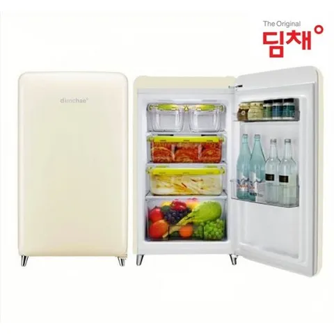 딤채 1도어 스탠드형 100L 미니 쁘띠 김치냉장고 투명용기 4개, WDS10KTACCF, 칵테일크림