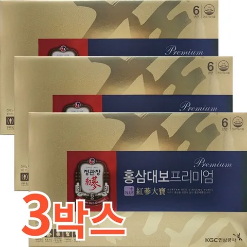 부모님선물 정관장 홍삼대보 프리미엄 6년근 홍삼농축액 녹용추출액, 1.2L, 3개