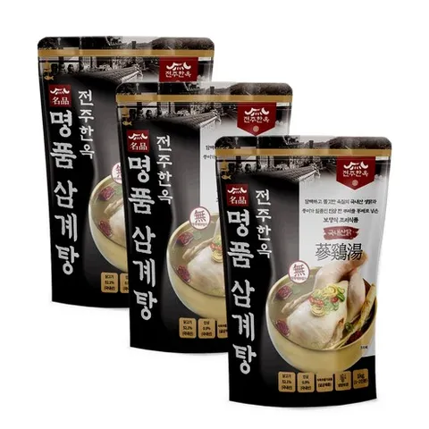 전주한옥 명품 삼계탕 1kg 간편 조리 식품 웅추닭 국내산 살균신선육 보양식, 3개