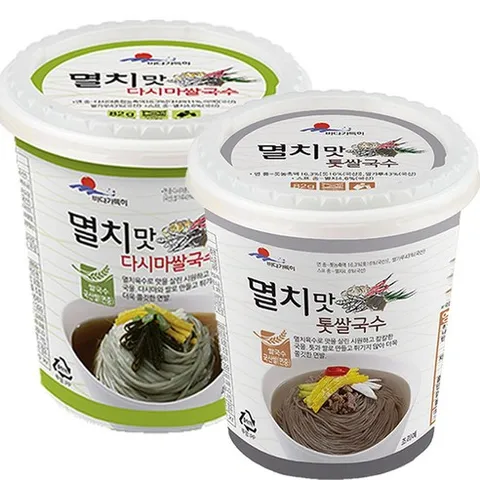 바다가득히 완도삼촌컵라면 멸치맛톳쌀국수2종[멸치맛톳쌀국수12개+멸치맛다시마쌀국수12개]깔끔한 건면 시원하고 칼칼하고 깔끔한 육수, 24개, 82g