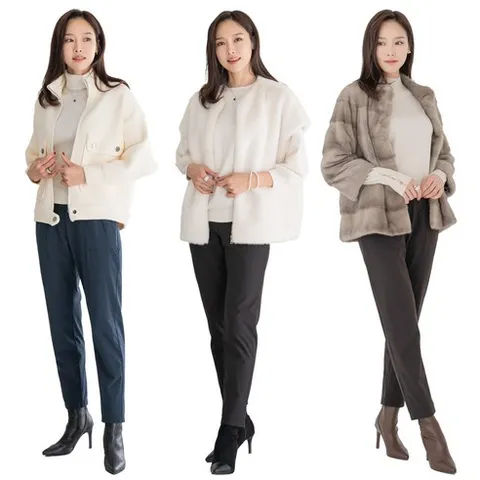 엄마옷 마담4060 1+1 방풍 기모 배기팬츠 2종세트-HPN2311001-