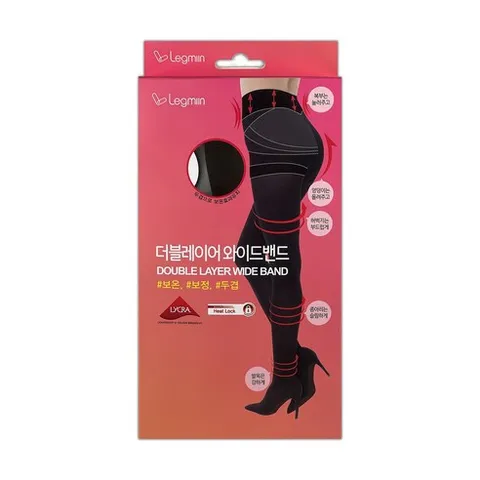 미즈라인 레그미인 더블레이어 와이드밴드 압박스타킹 보온 보정 두겹 블랙색상