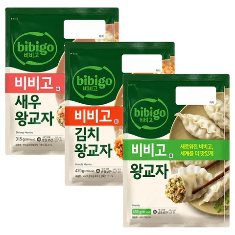 CJ 비비고 왕교자 3종 혼합 6봉 (왕교자455g+김치420g+새우315g 각 2봉), 1세트, 2.38kg