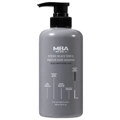 MBA 탈모완화 새치개선 두피영양 탈모케어 모발아 더마 블랙턴 앤 프로틴 헤어 샴푸, 1개, 500ml