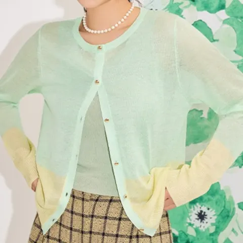 [폴앤조] (25SUMMER) 시스루 투톤 가디건 3종(가디건3+이너1)