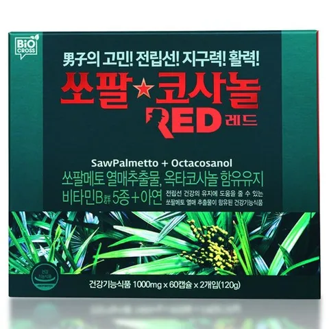 [TV홈쇼핑 인포벨]남자 건강 NEW 쏘팔코사놀 1000mg 4개월 레드 골드 이용식 남진 쏘팔메토, 120정, 1박스