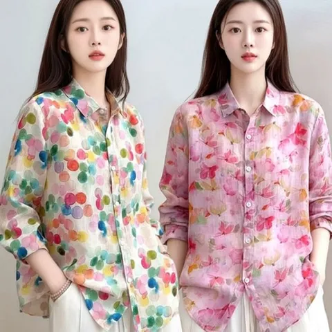 플로레센스 여성용 봄 루아 노바 도트 셔츠 블라우스 2종 55~88까지