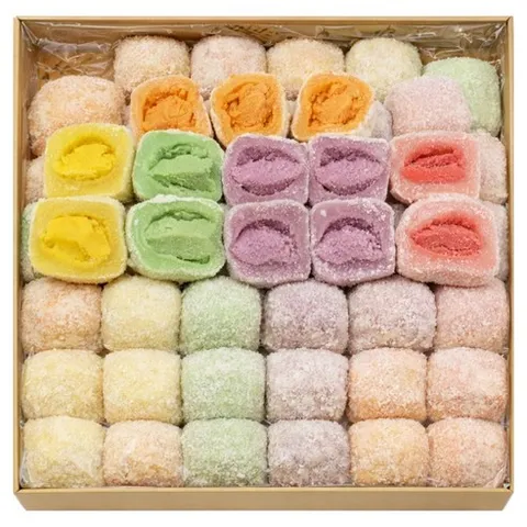 (떡DC몰) 과일모찌 찹쌀떡 팥앙금떡 빙수토핑 (40g50알) 2kg 오색과일맛모찌 자연해동떡 굳지않는떡 선물용 행사떡, 1박스