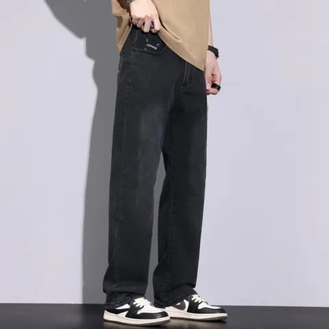 wassup 남자 여름 청바지 스판 일자핏 와이드 빅사이즈 여름바지