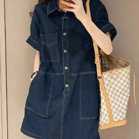 유숀 카라넥원피스 데님미디원피스 하라슬원피스