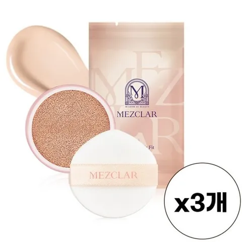 [공식판매처/누적판매 200억돌파]메즈클라 스킨케어 에어 핏 커버 쿠션 (SPF50+ / PA++++) 리필세트, 21호리필, 3개