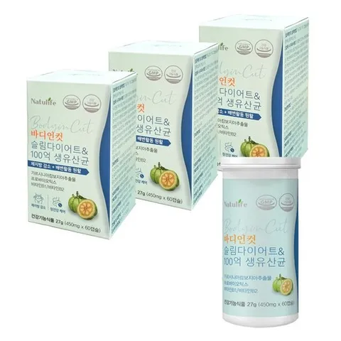 100억 다이어트 유산균nt1 식약처인증 날씬17 체지방 케어 프로그램 바디인컷 식약청 다이어트 보조제, 3박스, 60정