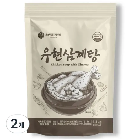 [상온] 유현삼계탕 보양식 대용량 웅추닭, 2개, 1.1kg