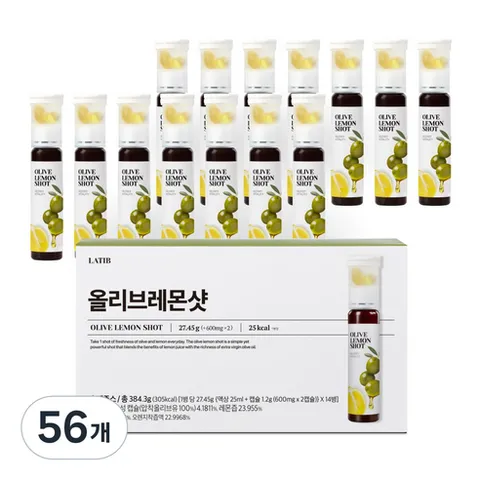 라티브 올리브레몬샷 올레샷 유기농 엑스트라버진 올리브오일 캡슐, 56개, 25ml