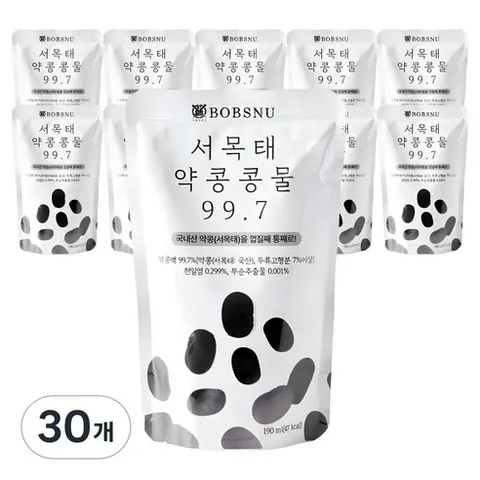 [TV속 그제품] 서울대 밥스누 서목태 약콩 콩물 99.7 국내산 약콩두유 비서진 이서진 차태현 김광규 검은콩두유 콩국수 추석선물 우리동네전성시대 이경규 영탁, 190ml, 30개