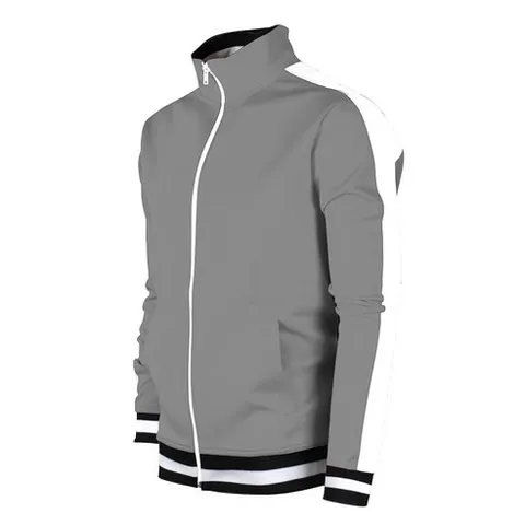 SCREENSHOT 남성용 어반 힙합 프리미엄 트랙 재킷 - 슬림 핏 사이드 테이핑 스포츠웨어 어반 웨어 스트리트웨어 패션 탑 S51700-그레이/화이트 스몰
