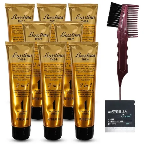 보스티나 더 플러스 염색제 8개+빗 1개+도미나스 크림 1매 추가사은품 새치커버, 5호 내추럴브라운(자연갈색), 1개