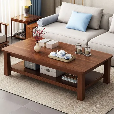 ANYOU 소파 테이블 2레 미니 거실테이블 거실 티테이블 책상, 갈색