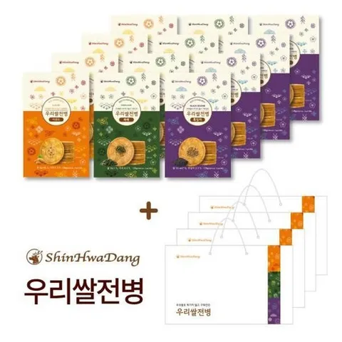 쇼핑백 4매 추가 신화당제과 우리쌀전병 12박스, 12개